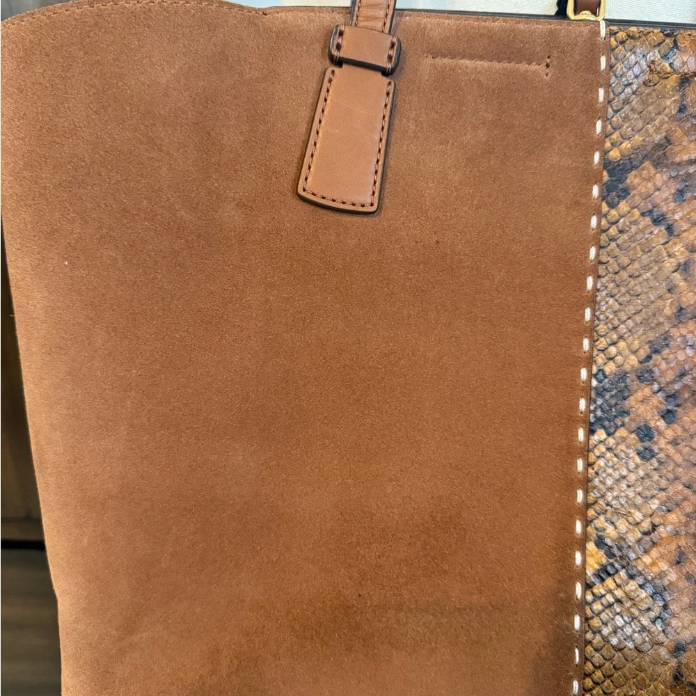 Tory Burch Elegant Snakeskin and Suede Tote Bag - Picture 8 of 15